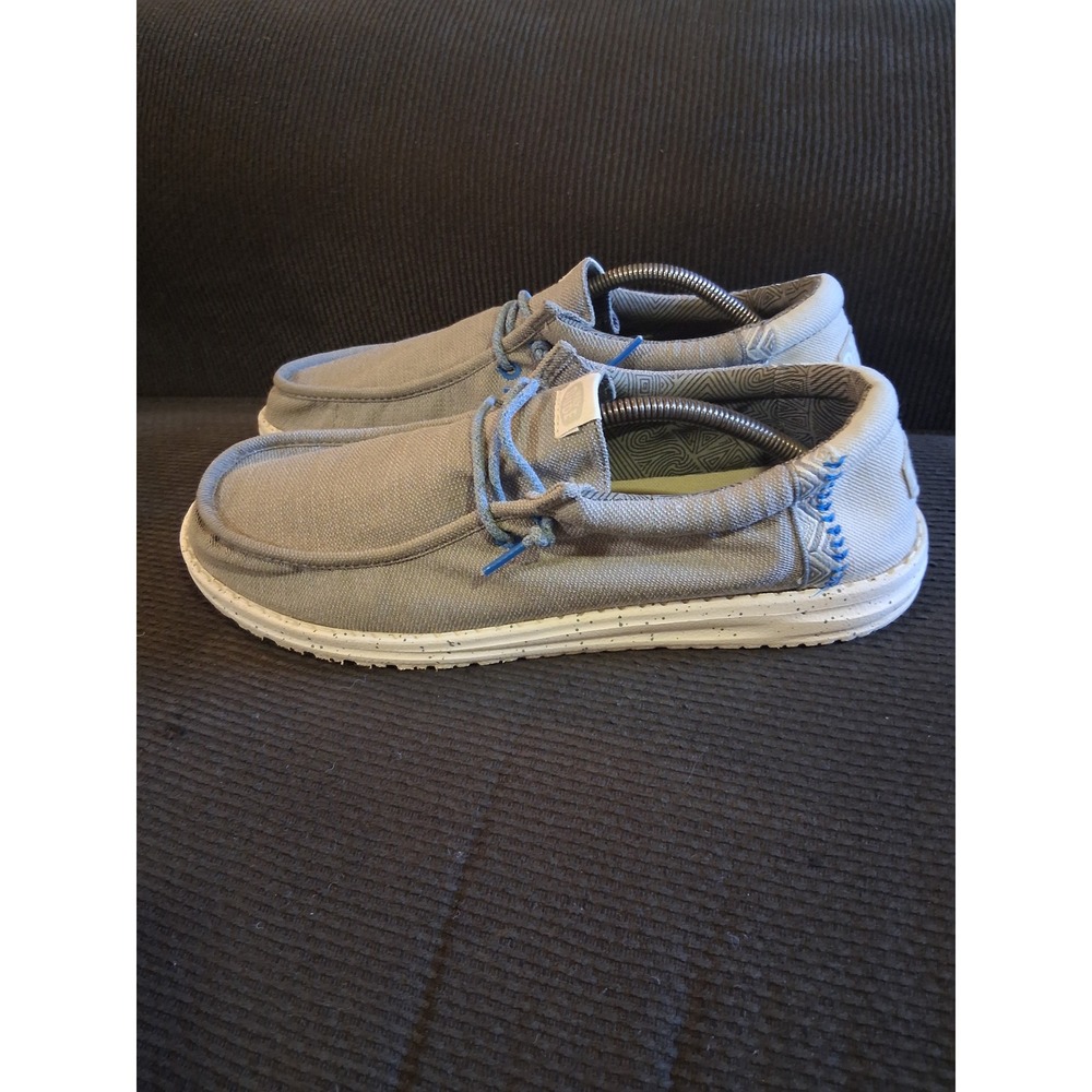 Hey Dude Wally Coastline Grey Canvas Slip On Loafers Mens Size 13 40716-030
